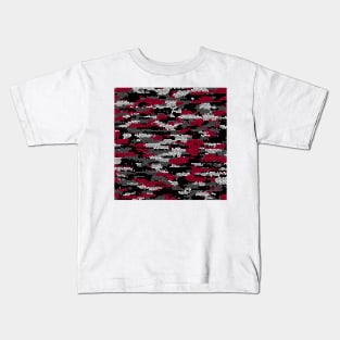 Camo Pattern - Red Grey Kids T-Shirt